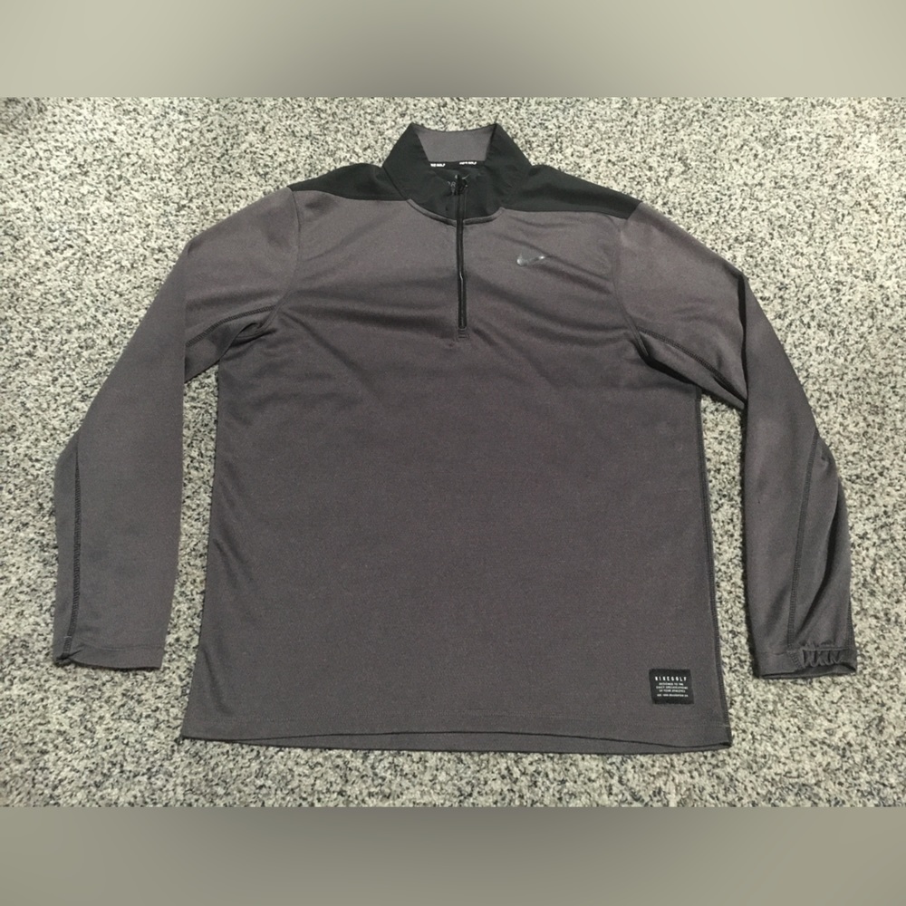 Nike Golf Quarter Zip Pullover Long Sleeve Shirt Mens Medium Grey & Black